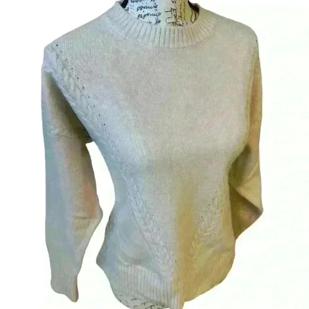 VINTAGE CREAM PINK  Cableknit Sweater 🩷🤍